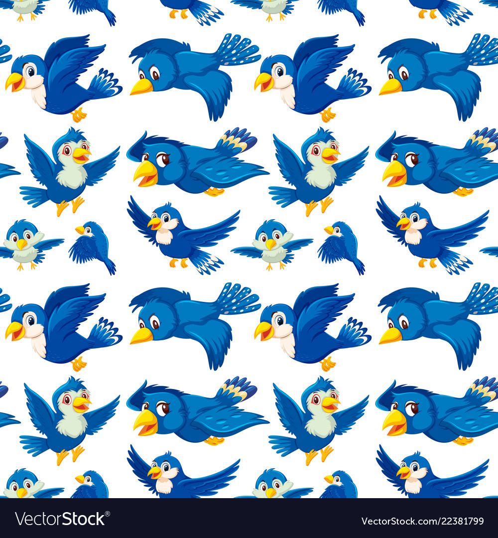 Blue bird seamless pattern Royalty Free Vector Image