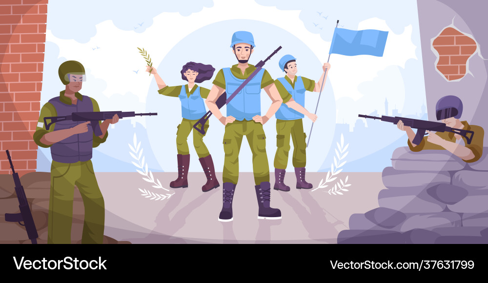 Flat peacekeepers concept Royalty Free Vector Image