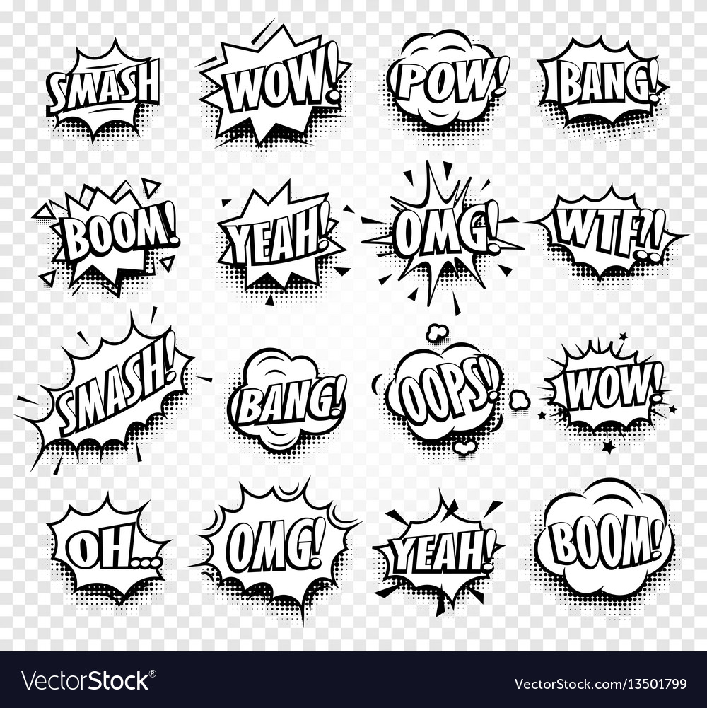 Isolated abstract black and white color comics vector image Isolated abstract black and white color comics