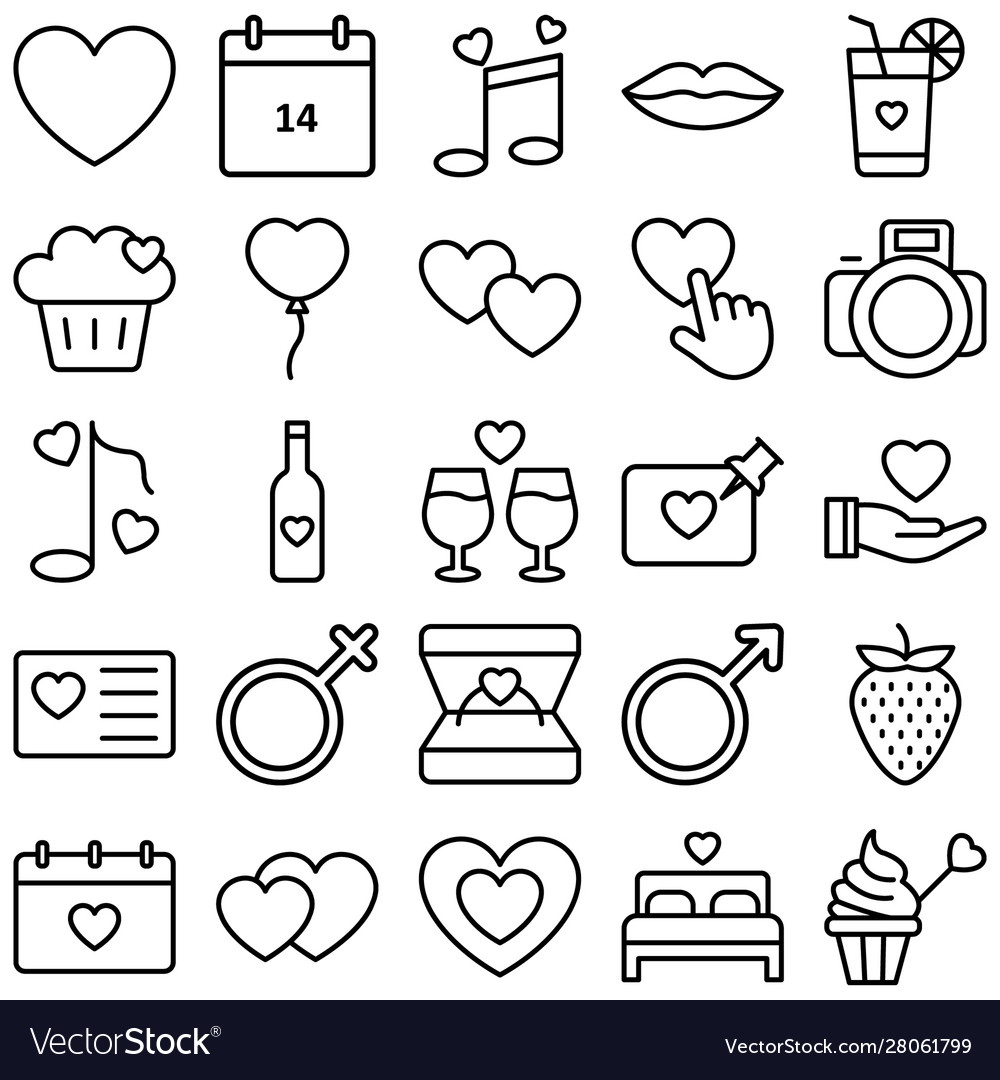 Love And Romance Icons Set Which Can Easil Vector Image