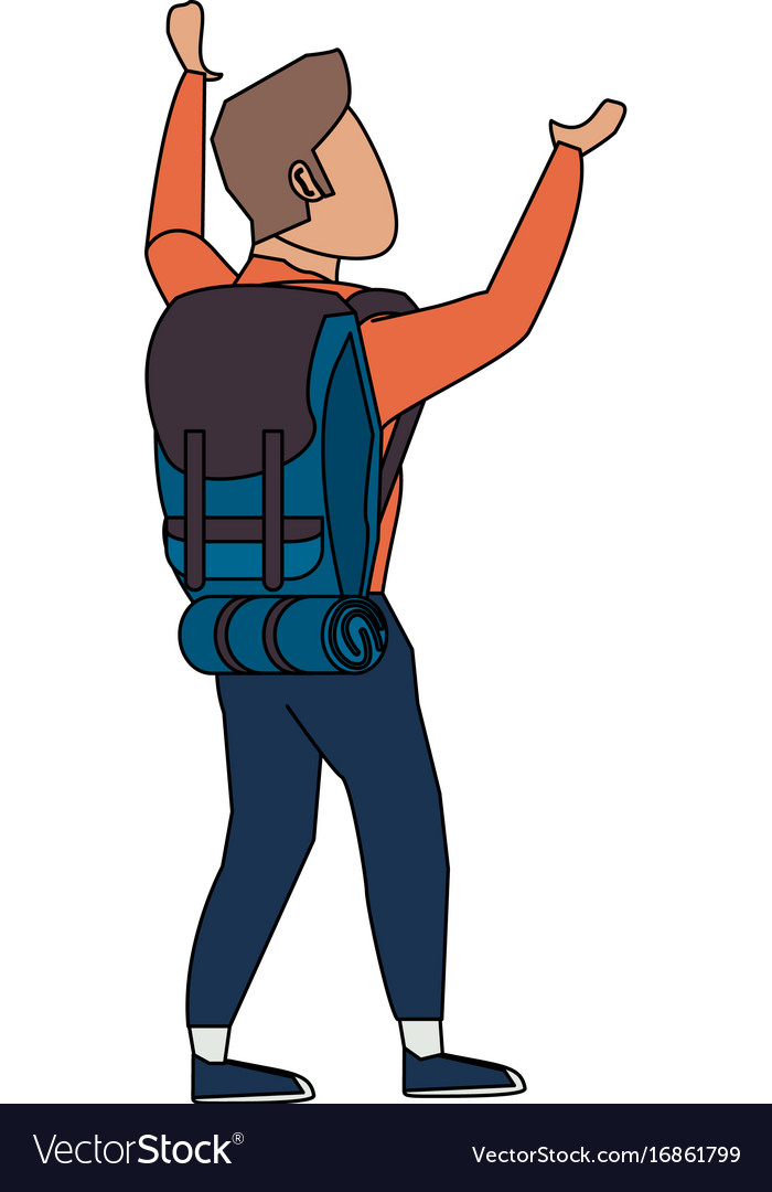 Male tourist hiking icon image Royalty Free Vector Image