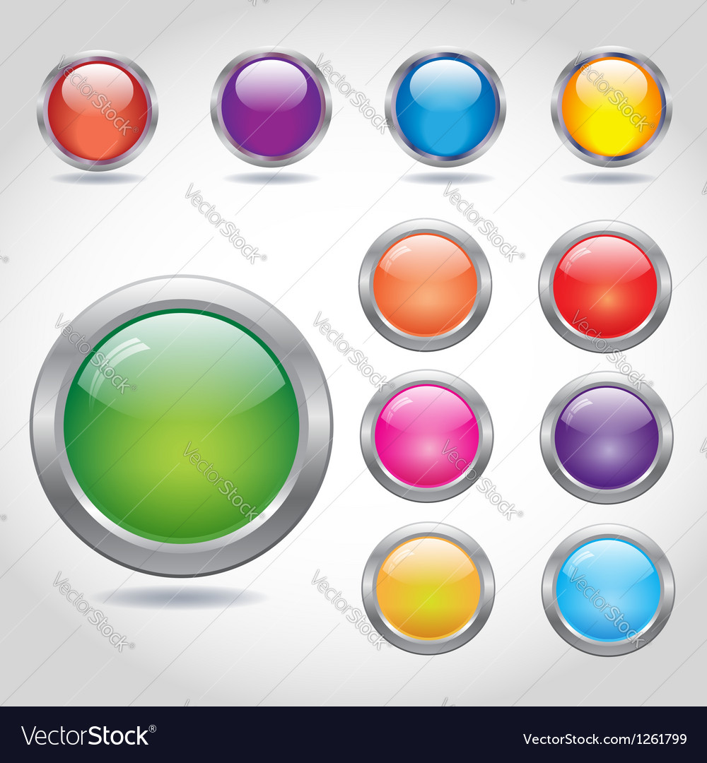 Round blank web buttons with metal rings Vector Image