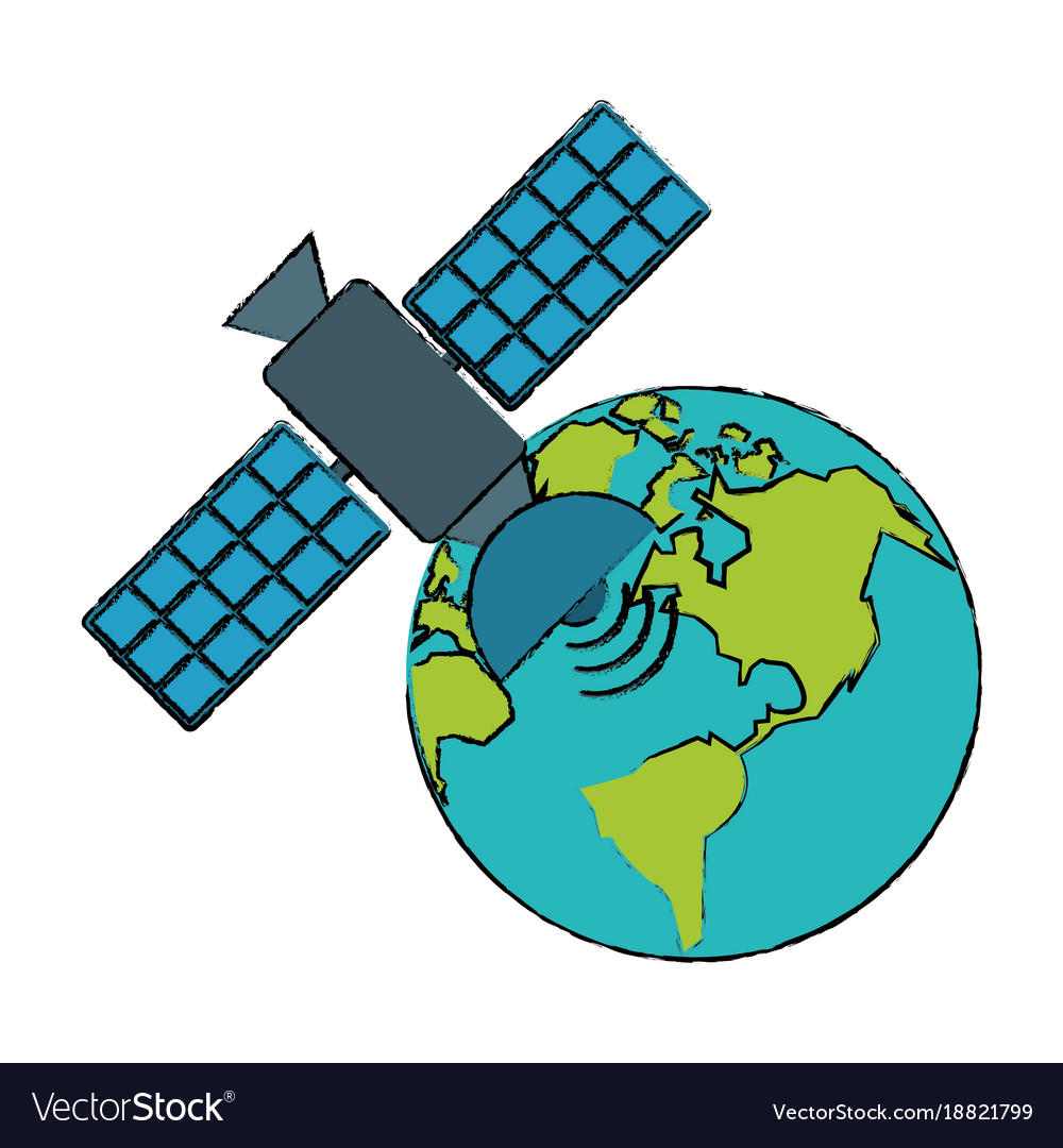 Space satellite around world Royalty Free Vector Image