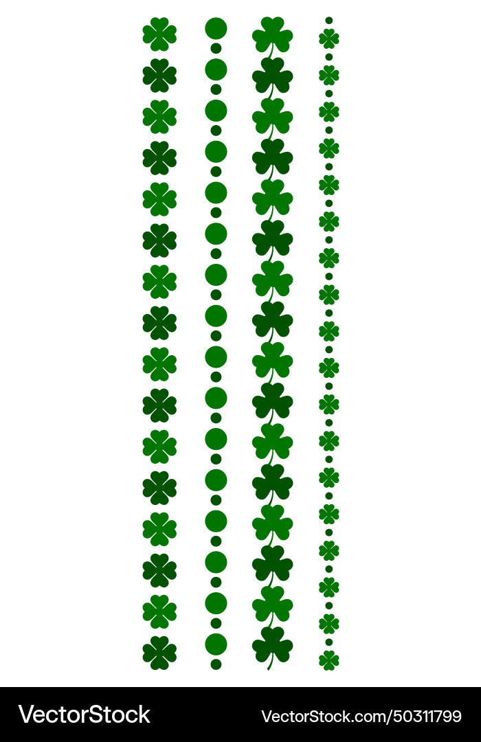 St patricks day clover leaf border line set Vector Image