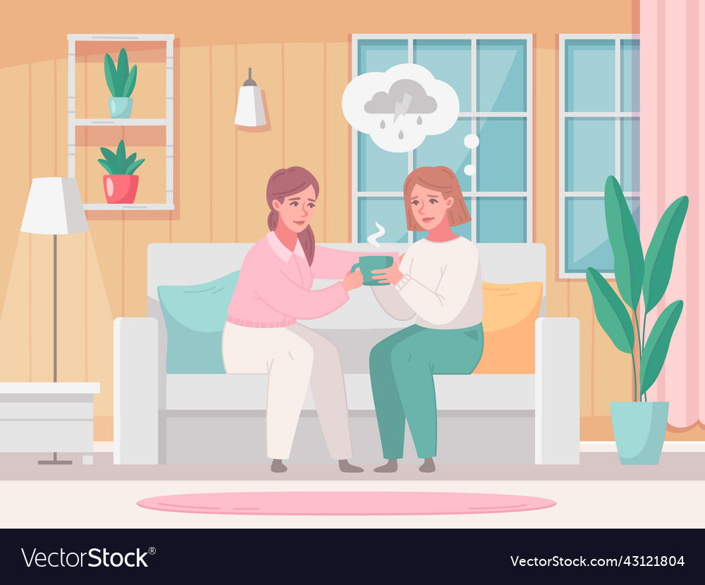 Empathy tea cartoon composition Royalty Free Vector Image Empathy tea cartoon composition Royalty Free Vector Image