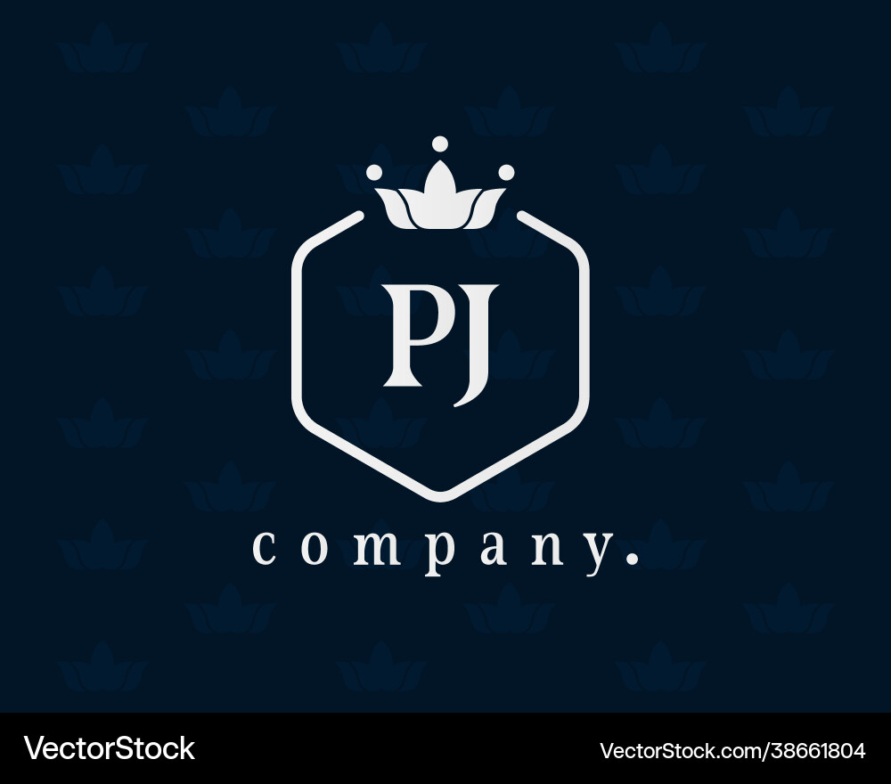Letter pj luxury royal monogram logo design Vector Image