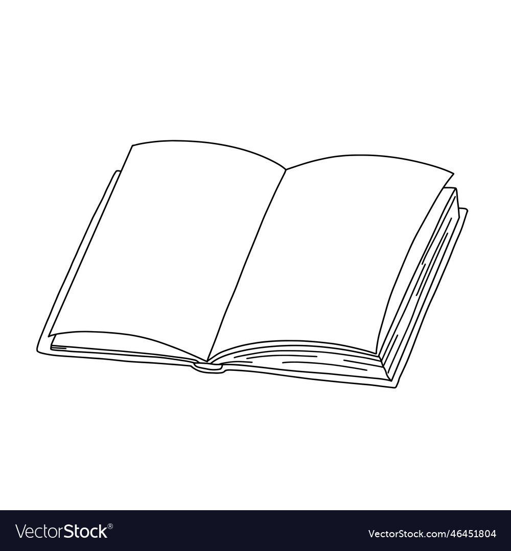 How to draw a book - completed outline of an open book in