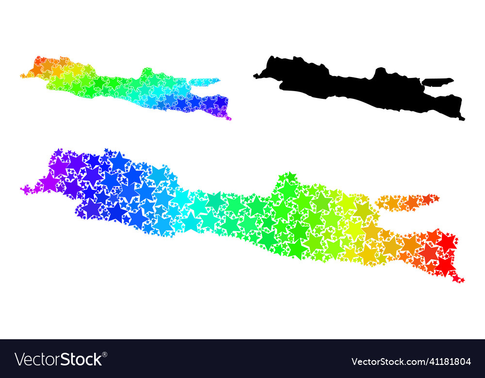 Spectral colored gradient stars mosaic map of java