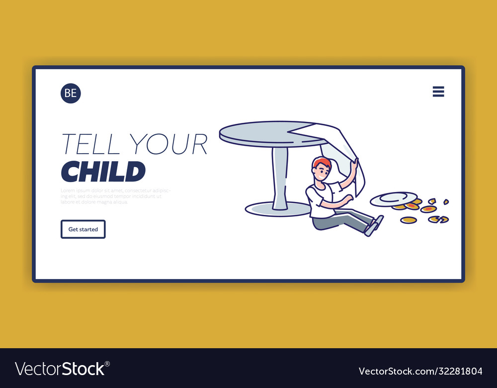 Spoiled kids discipline landing page naughty boy Vector Image
