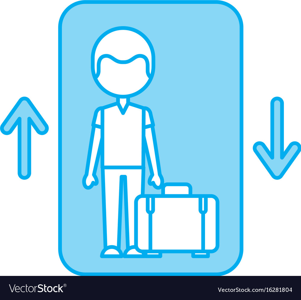 Traveler with suitcase avatar in elevator Vector Image