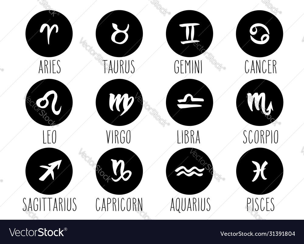 Zodiac signs set Royalty Free Vector Image - VectorStock