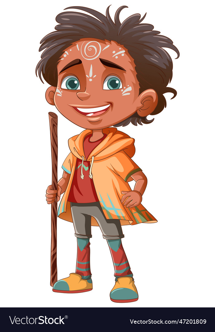 An indigenous kid cartoon character Royalty Free Vector