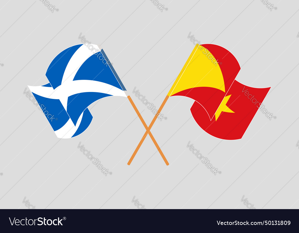 Crossed And Waving Flags Of Scotland Tigray Vector Image 1945