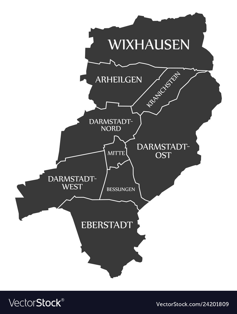 Darmstadt city map germany de labelled black Vector Image