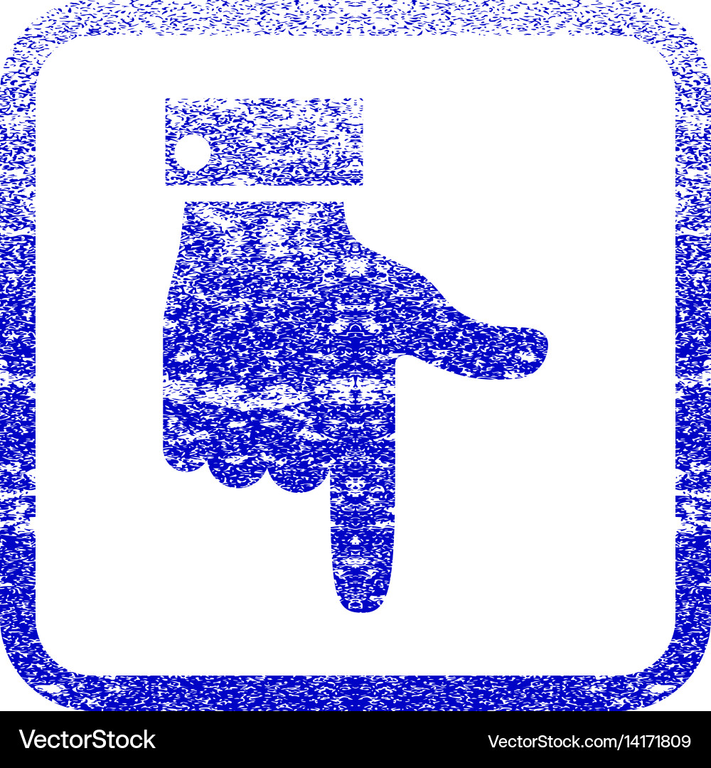Hand pointer down framed textured icon Royalty Free Vector