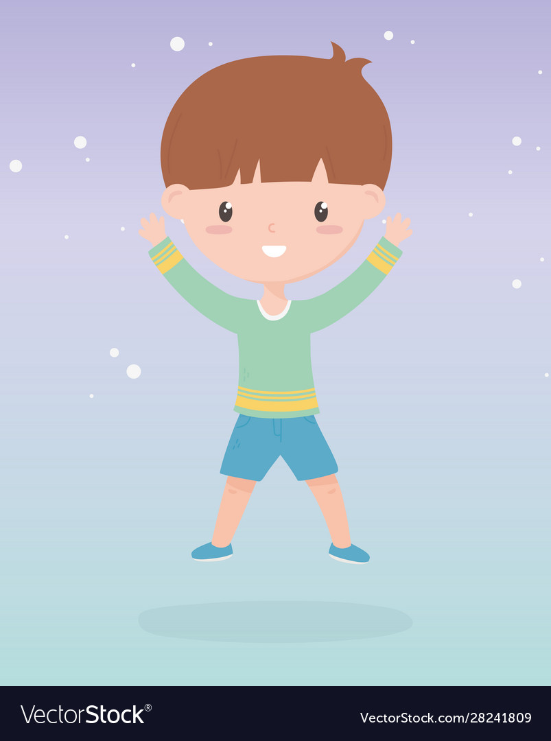 Happy children day cute little boy hands up Vector Image