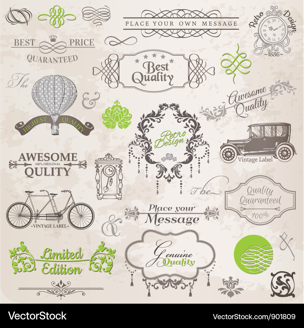 Set Calligraphic Design Elements Royalty Free Vector Image