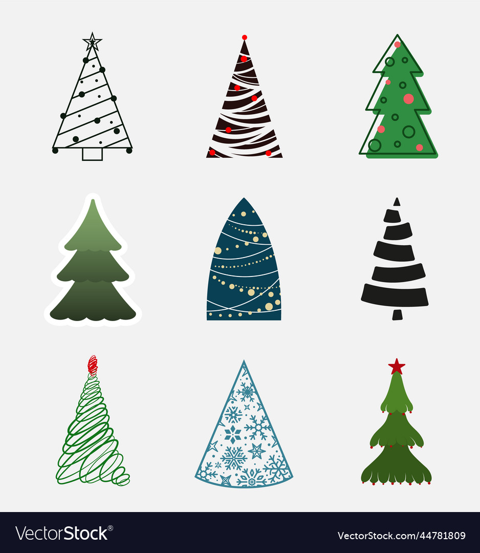 Set of christmas tree design trees Royalty Free Vector Image