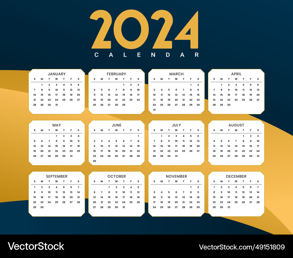 Stylish 2024 annual calendar layout for office Vector Image