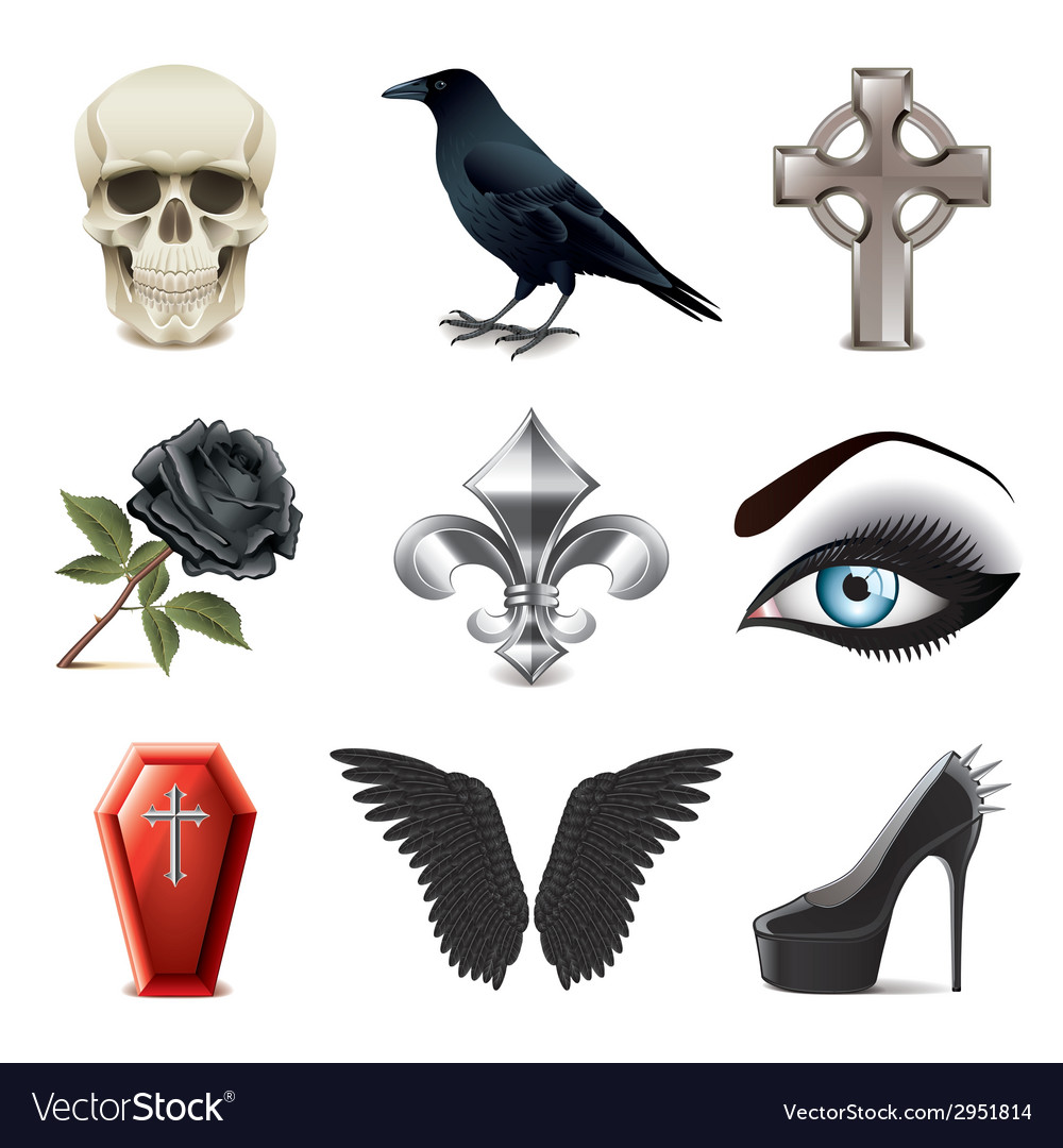 Gothic attributes icons Royalty Free Vector Image