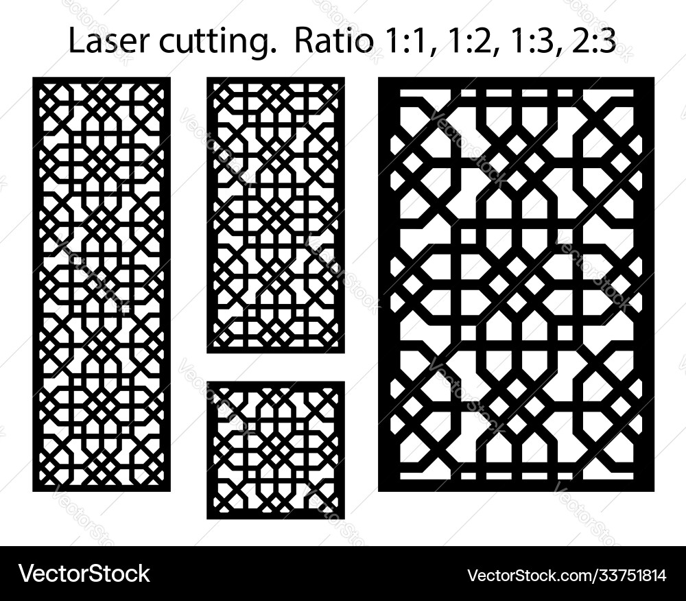 Laser pattern set decorative panels Royalty Free Vector
