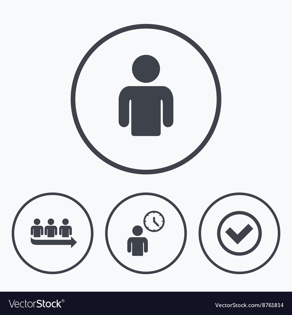 Queue icon person waiting sign check and time Vector Image
