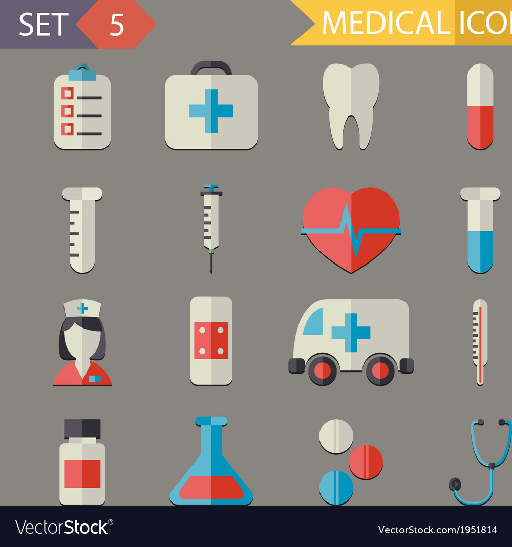 Retro flat medical icons and symbols set Vector Image