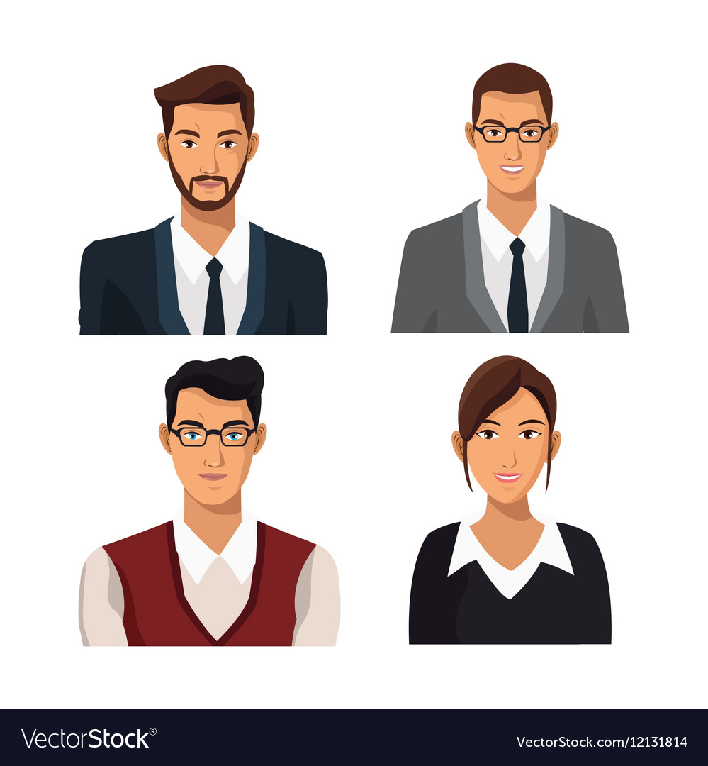 Set men woman team work business Royalty Free Vector Image