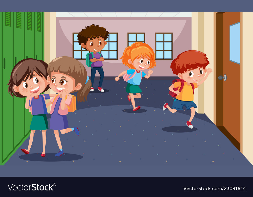 Students at school hallway Royalty Free Vector Image