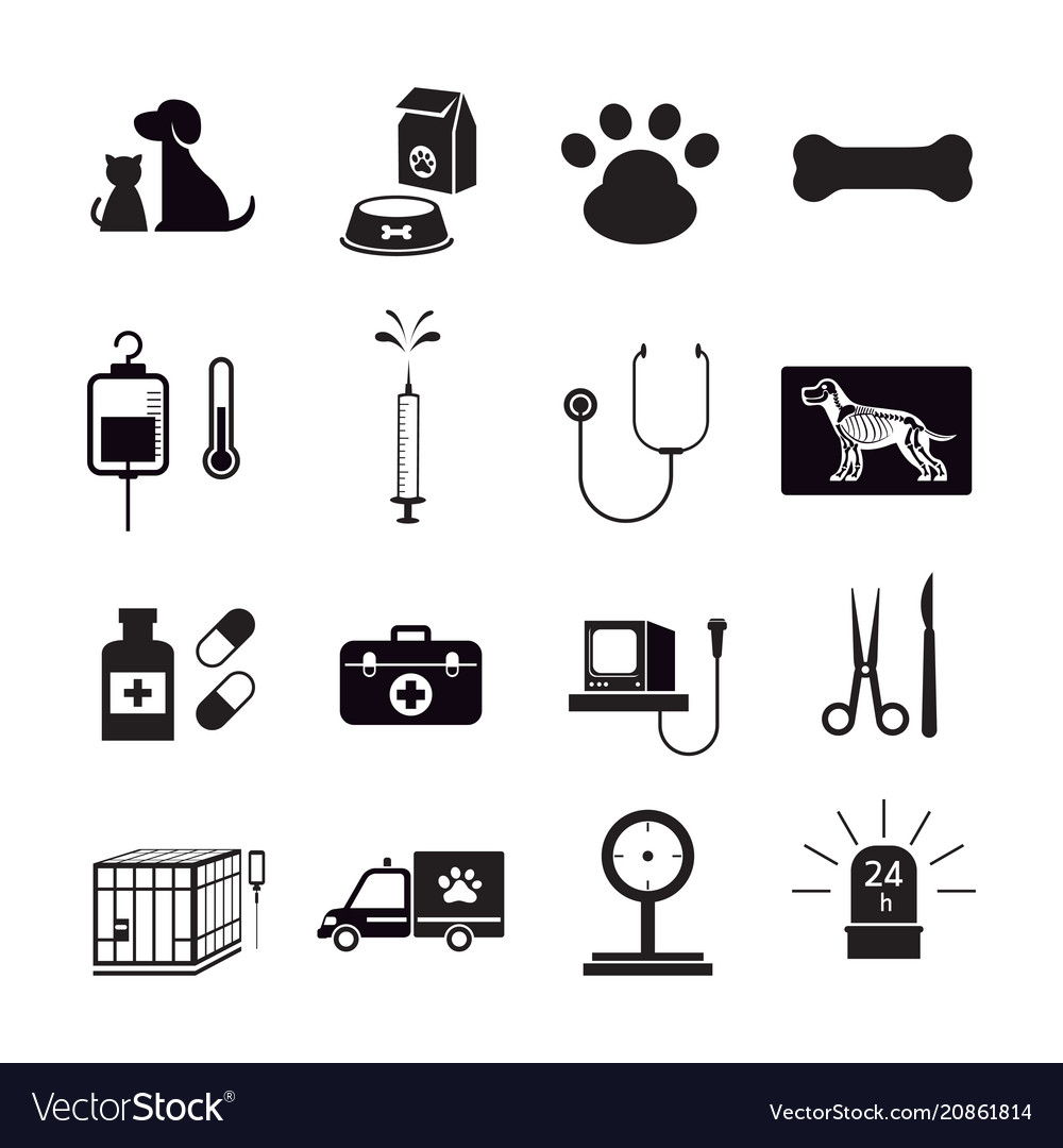 Veterinary icons set Royalty Free Vector Image