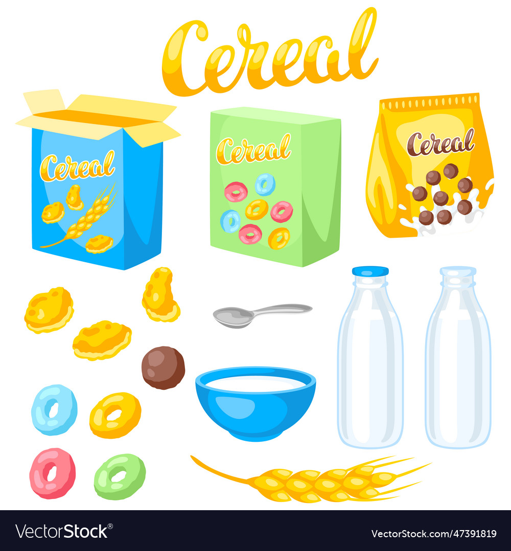 Breakfast cereal set image of healthy food Vector Image