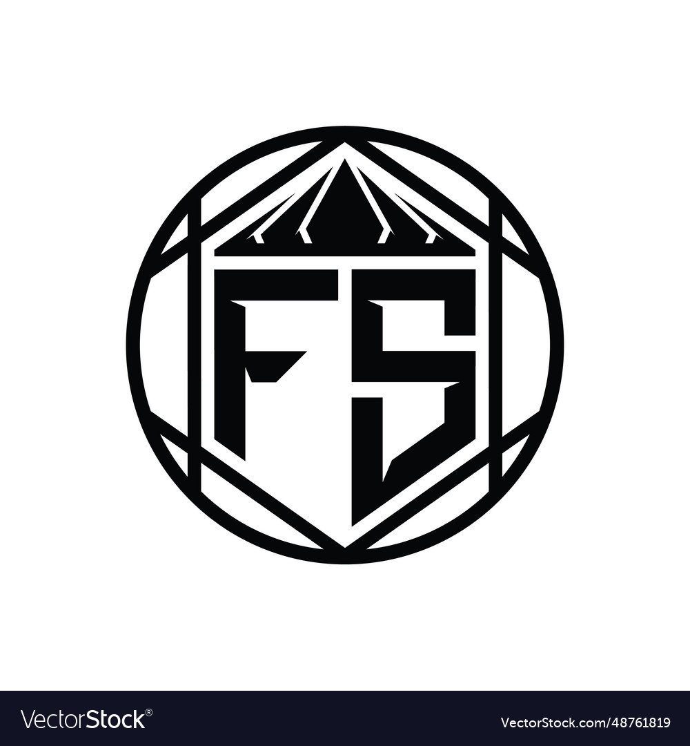 Fs letter logo monogram hexagon slice crown sharp Vector Image