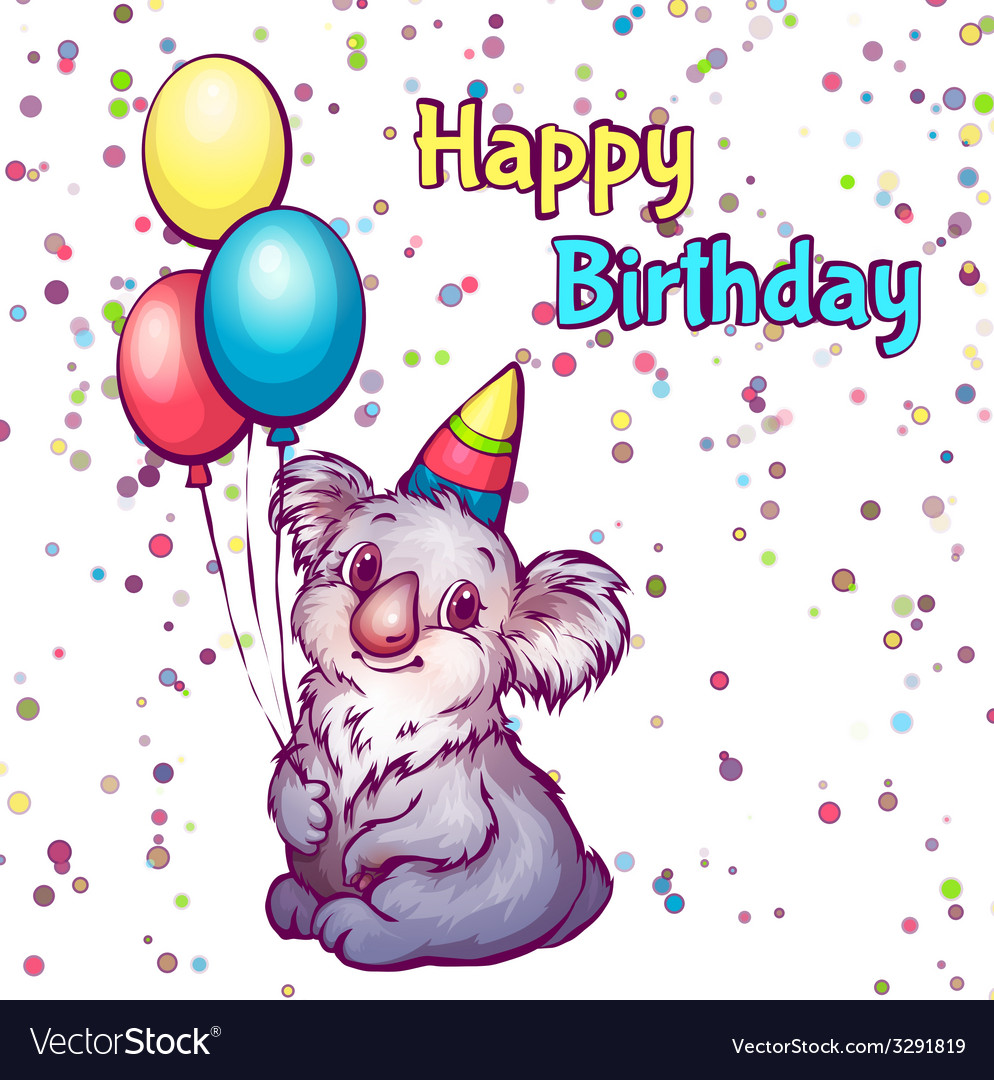 Happy birthday greetings with koala Royalty Free Vector