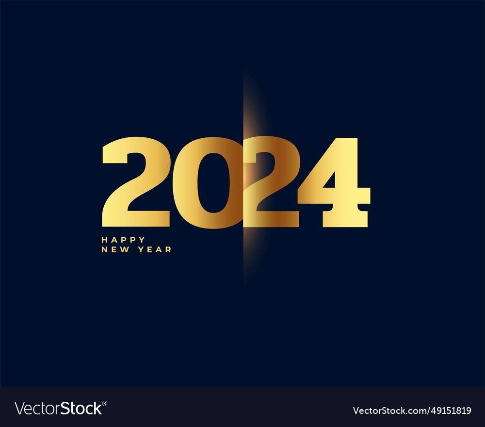 Happy new year 2024 golden lettering background Vector Image