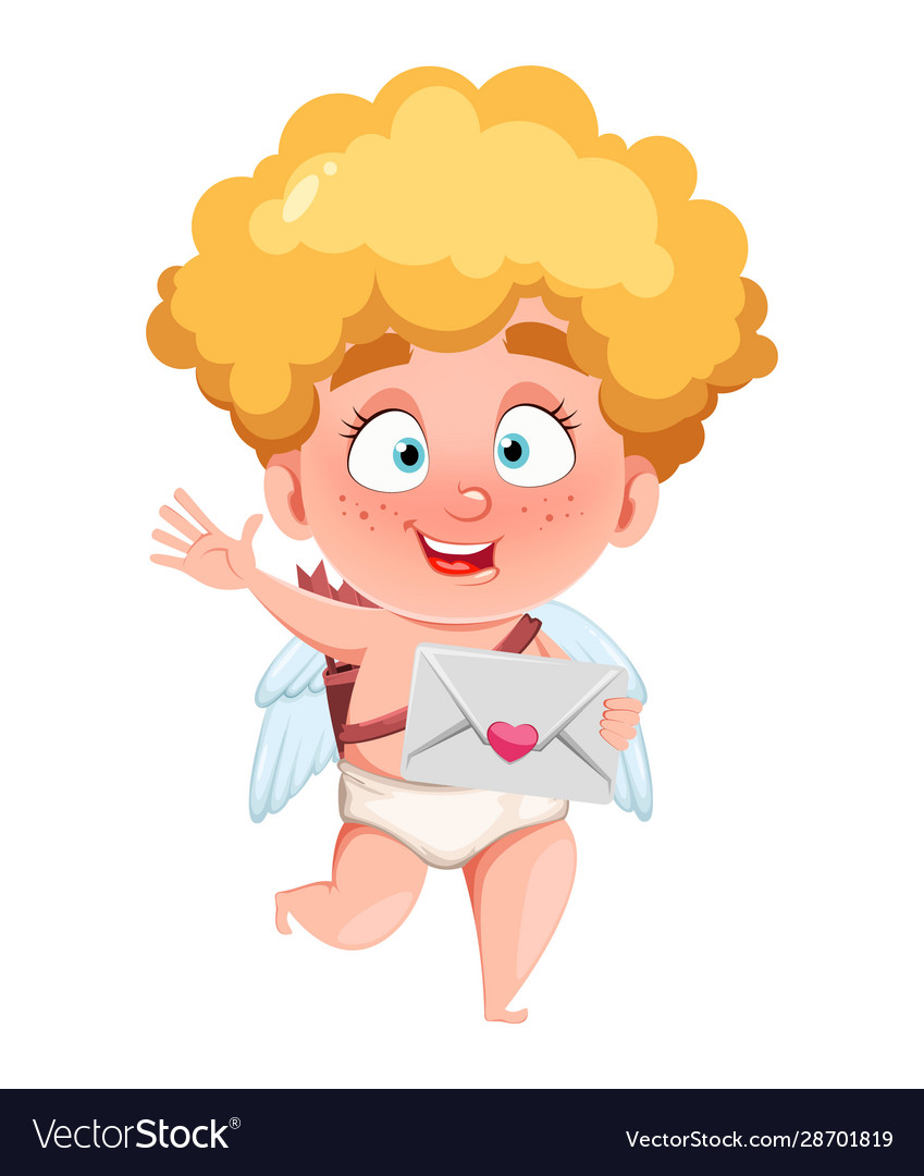 Happy valentines day funny cupid kid Royalty Free Vector