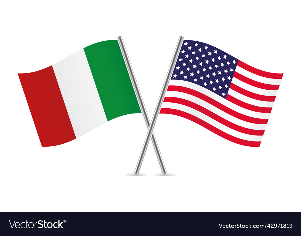 Italy and america crossed flags Royalty Free Vector Image