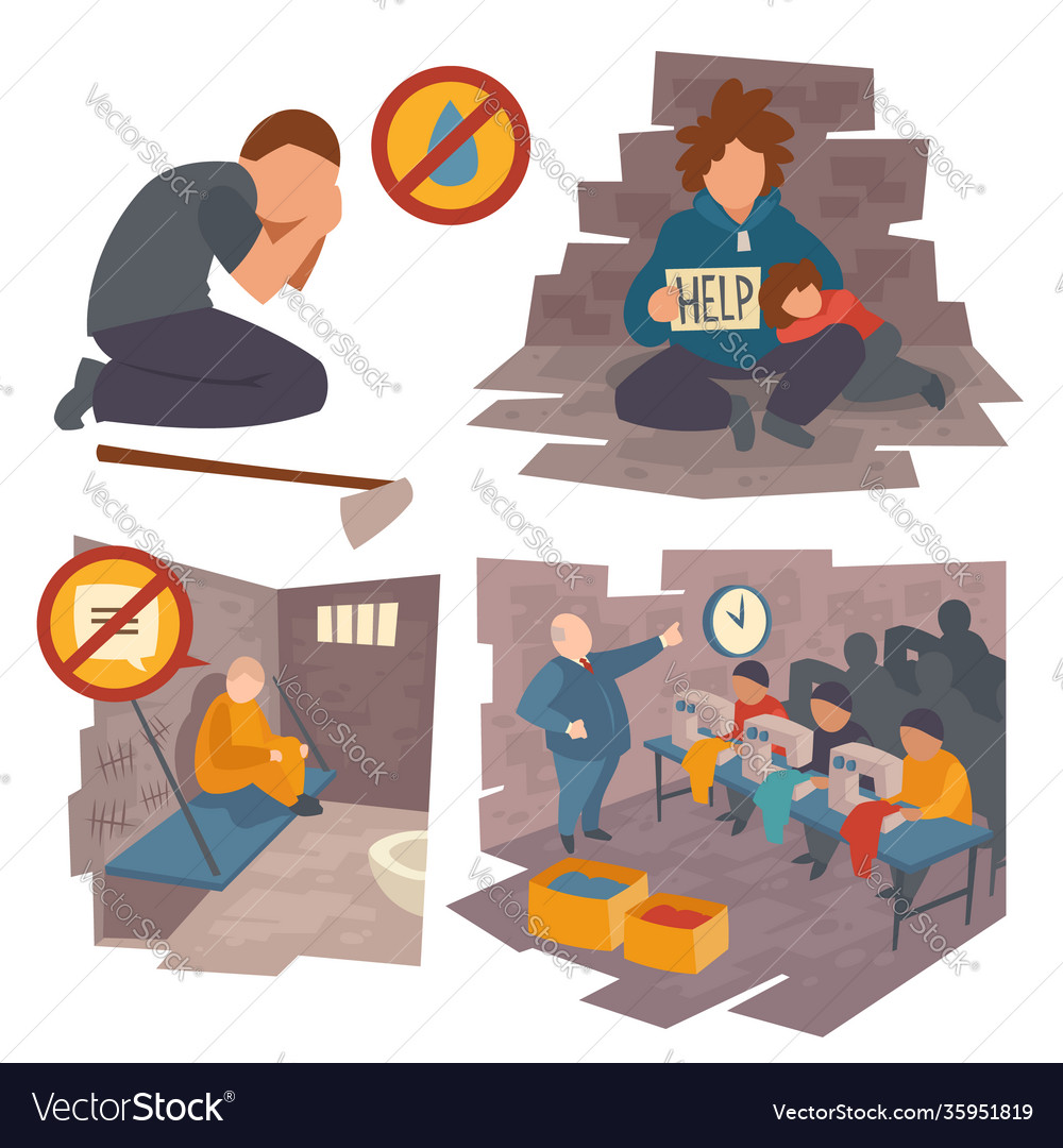 People in trouble cartoon flat icons set Vector Image