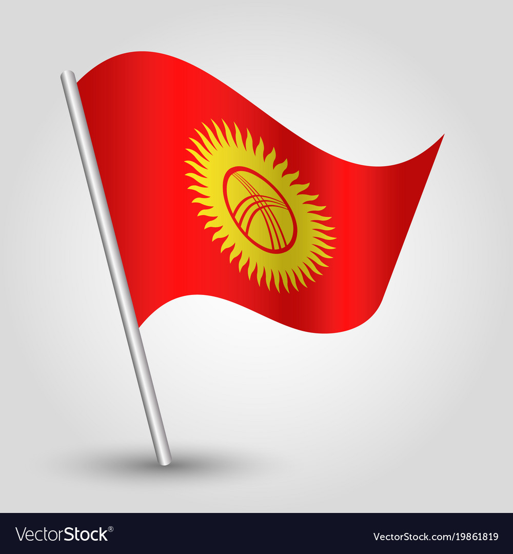 Waving simple triangle kyrgyz flag kyrgyzstan Vector Image