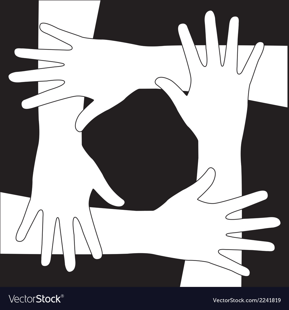 White hands over black background Royalty Free Vector Image