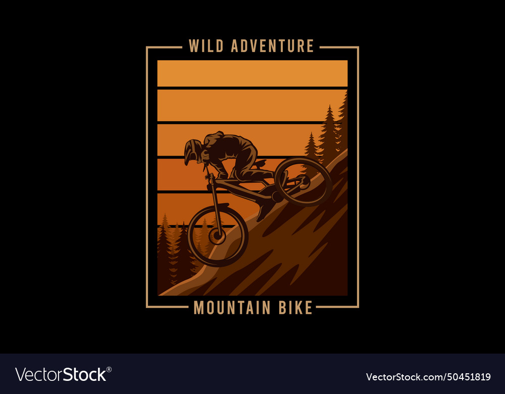 Wild adventure mountain bike retro vintage design Vector Image