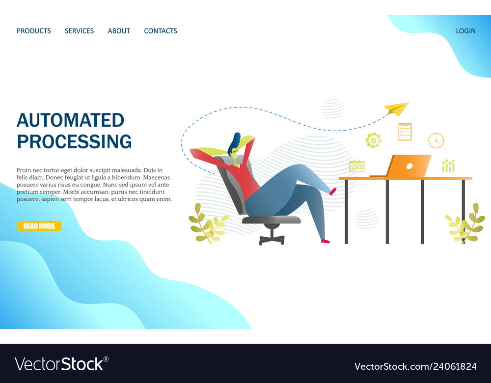 Automated processing website landing page Vector Image