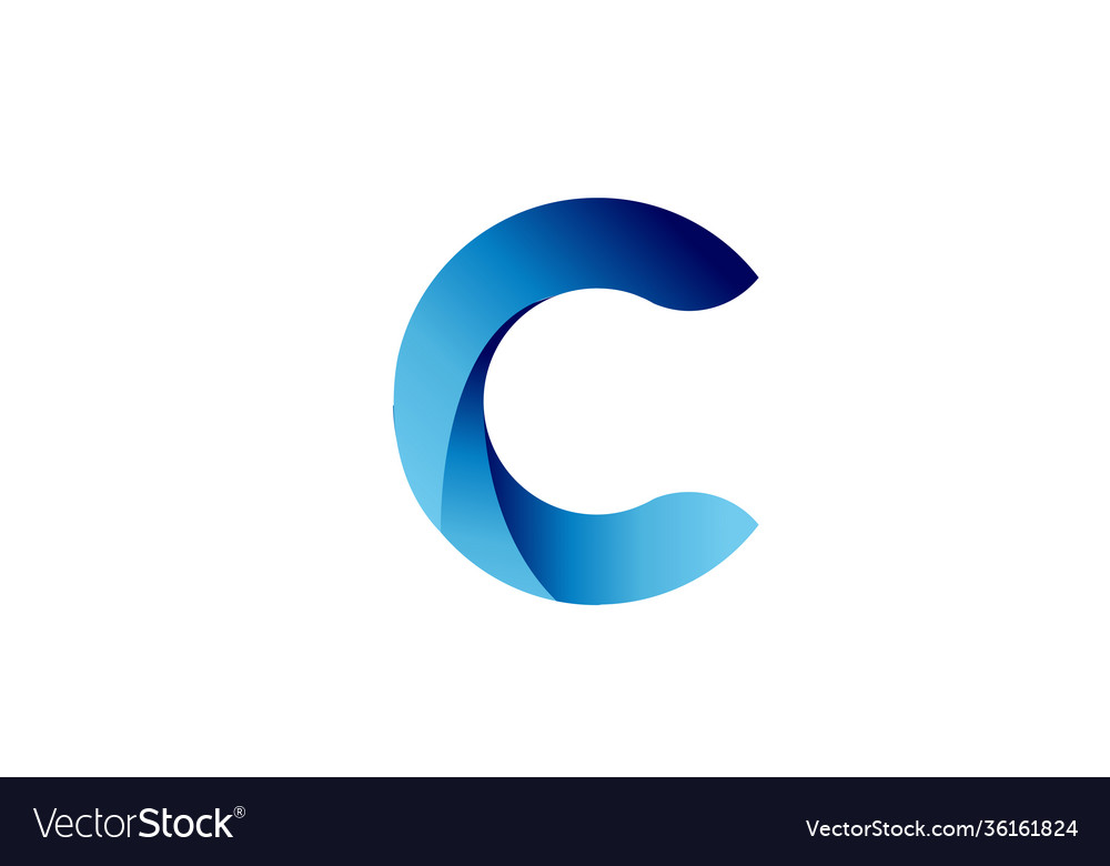 C Creative Blue Gradient Alphabet Letter Logo Vector Image