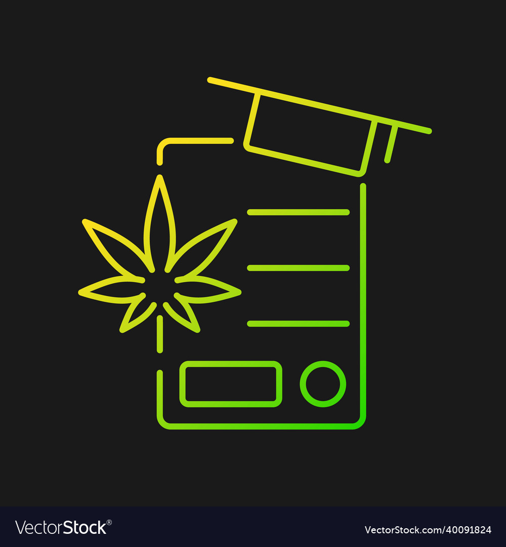 Cannabis education gradient icon for dark theme Vector Image