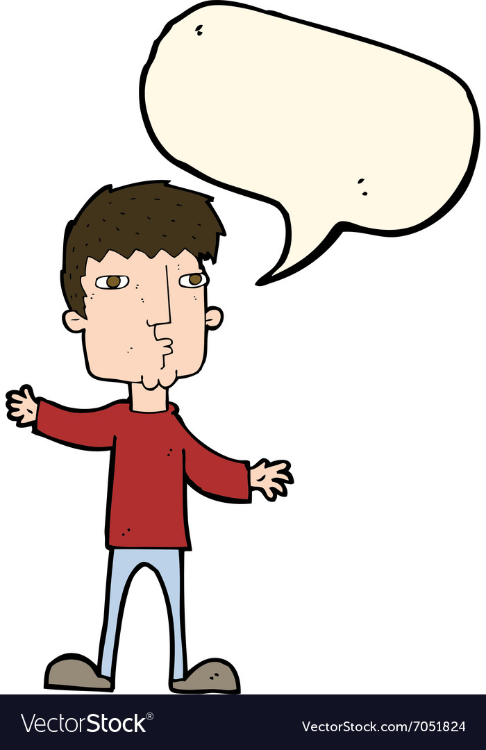 Cartoon curious man with speech bubble Royalty Free Vector