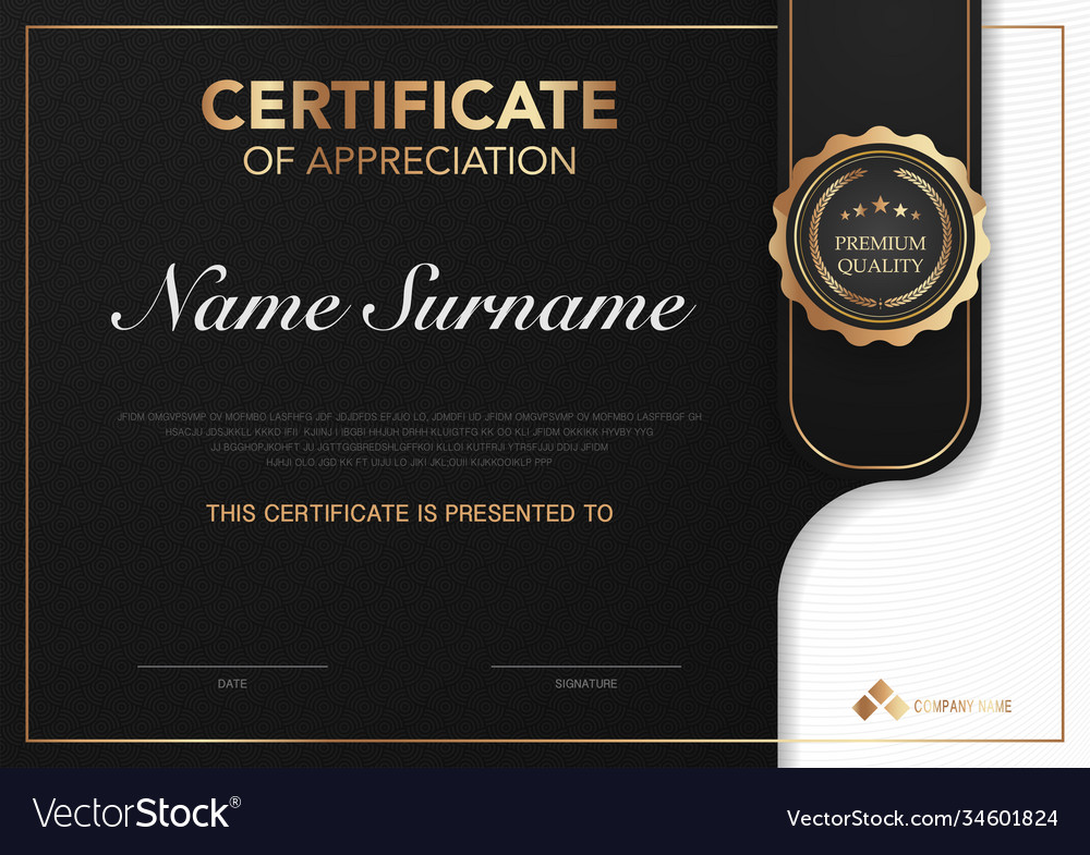 Certificate template black and gold luxury style Vector Image