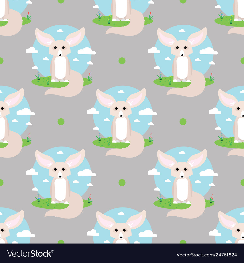 Cute fennec fox abstract seamless pattern Vector Image