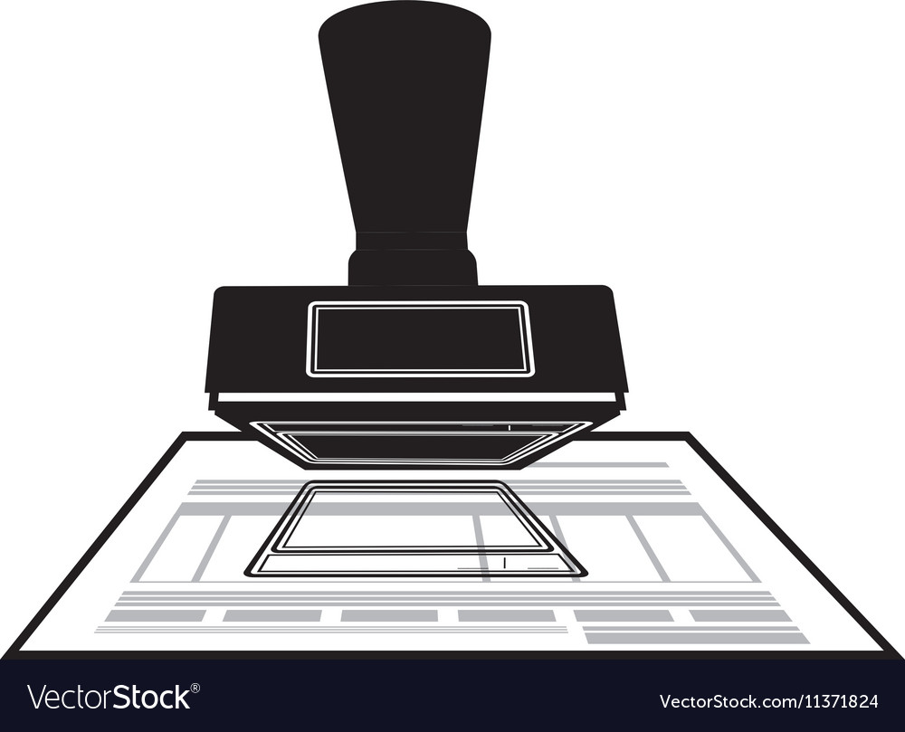 Monochrome office stamp with document Royalty Free Vector