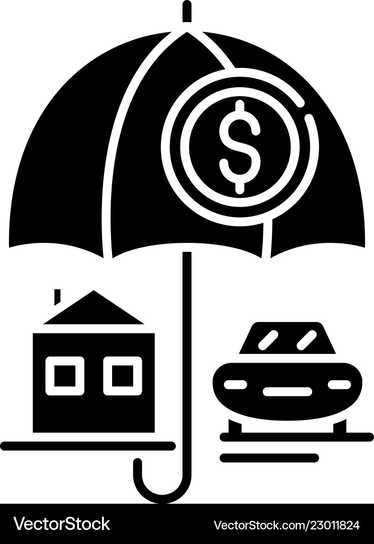 Personal insuarance black icon sign Royalty Free Vector