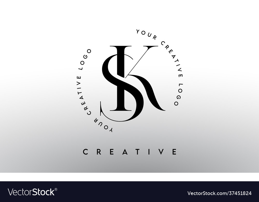 Sk letter logo design with serif typography font Vector Image