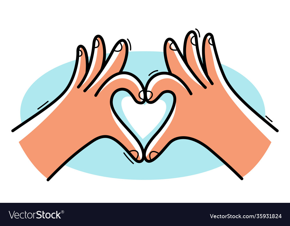 Two hand showing heart sign isolated on white Vector Image